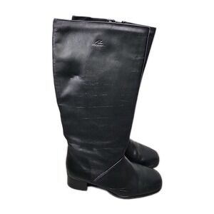Regence Of Canada Women's Size 7.5 B Leather Riding-style Boots Black Mid-calf